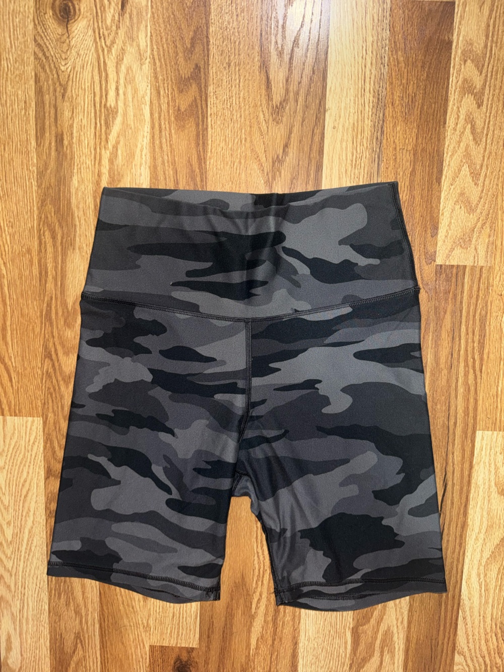 aerie Black and Gray Camo Bike Shorts
